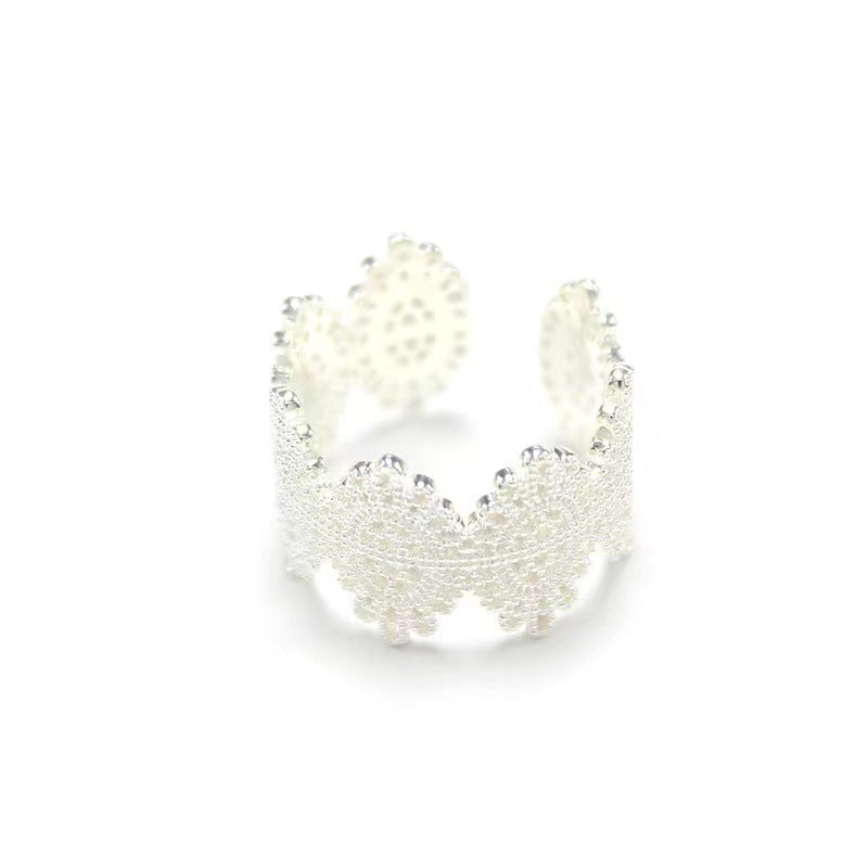 Anillo de trabajo abierto de encaje de plata esterlina al por mayor
